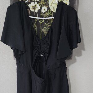 Shein black skirted swim dress 4XL flutter sleeves